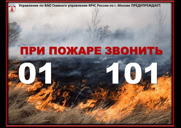 Управление по ВАО ГУ МЧС России по Москве предупреждает, что поджоги травы наносят большой ущерб здоровью alt