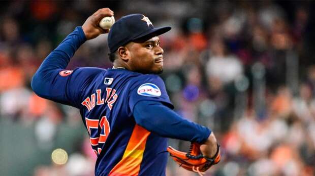 Framber Valdez 59 of the Houston Astros pitches