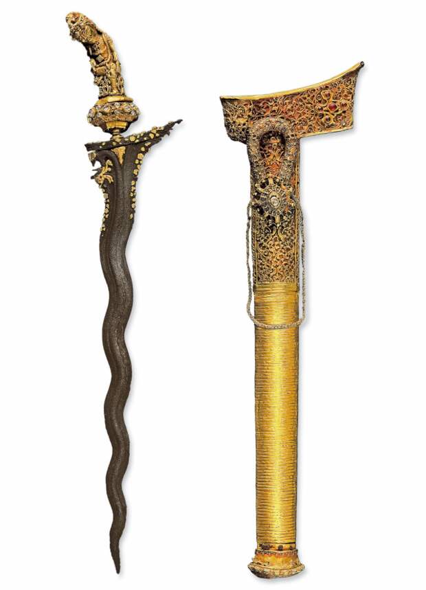 Крис в золотых ножнах с бриллиантами. Индонезия, 17 век