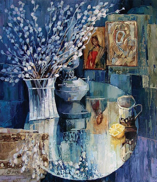 Регина Присяжникова - Вербное воскресенье, 2008 г. Холст, масло. 100х90 см Регина Присяжникова - Вербное воскресенье, 2008 г. Холст, масло. 100х90 см