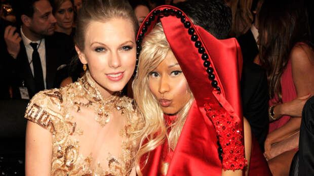 Taylor Swift and Nicki Minaj at The 54th Annual Grammy Awards.