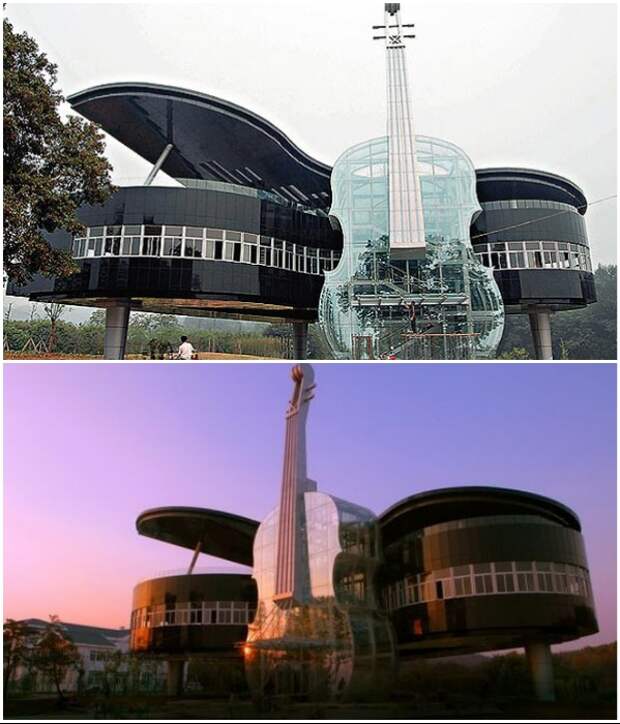 Архитектурное чудо, состоящее из двух музыкальных инструментов гигантских размеров. | Фото: unusualplaces.org/ bambooclub.ru.