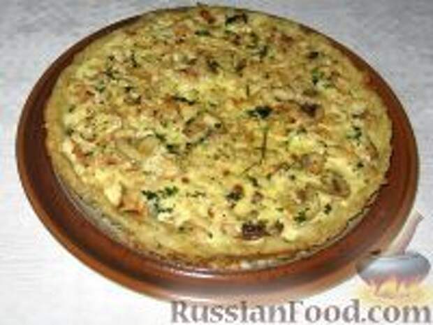 Фото к рецепту: Картофельный пирог с курицей и шампиньонами