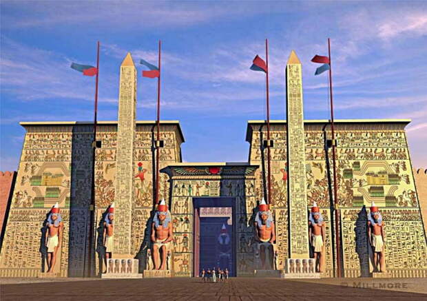 Цифровая реконструкция Главного пилона Karnak Temple, построенного в IV веке до нашей эры. | Фото: cutewallpaper.org.