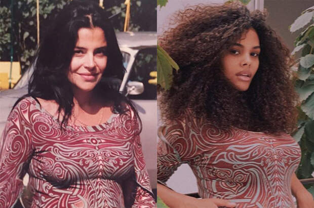 Винтаж по наследству: Тина Кунаки показала, как повторила образ мамы во время беременности