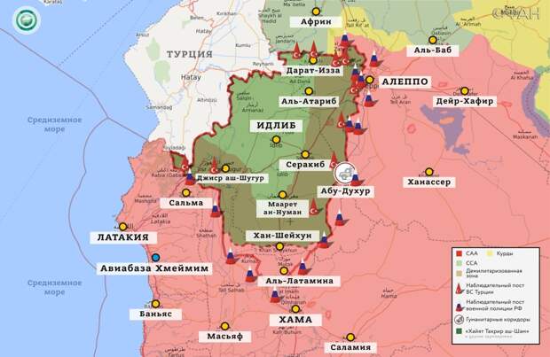 Сирия готовится вернуть окраины Алеппо и взять под контроль дороги в Латакию и Хаму Карта военных действий в регионе