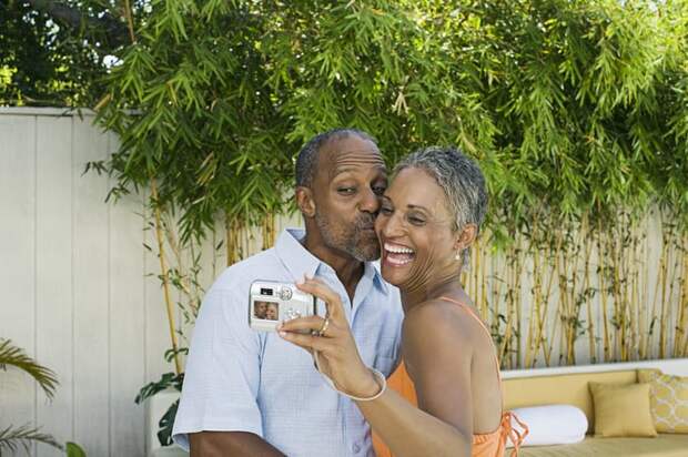 A couple taking a selfie.