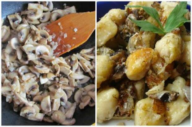 Обжарка грибов и готовое кушанье