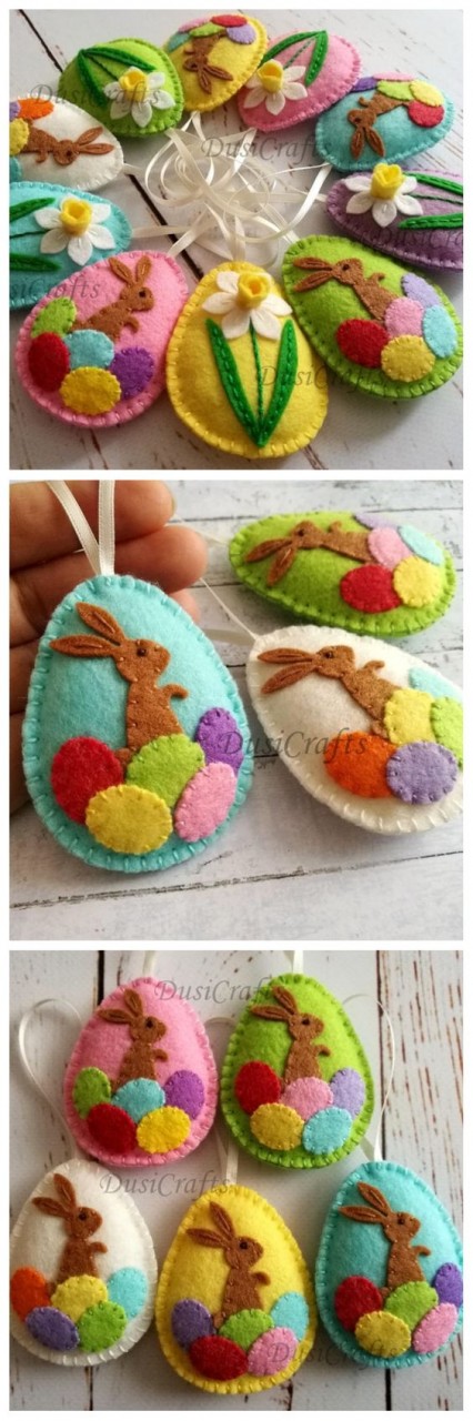 Easter bunny eggs, Felt Easter decoration - felt egg with bunny, Easter decor, felt Easter decor, felt Easter eggs - 1 ornament - craft ideas - DIY ideas #ad #etsy #gift #diy #craft #feltcrafts