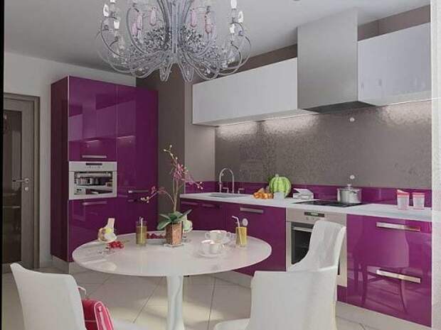 Фиолетовая и сиреневая кухня: яркие идеи с фото примерами интерьеров