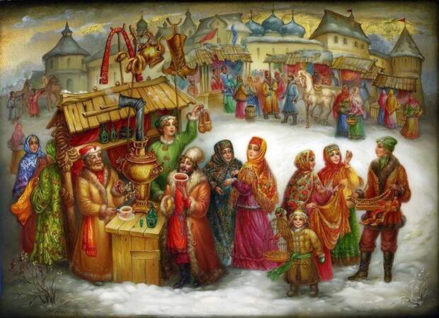 Русская зима Русская зима. Федоскинская лаковая миниатюра.