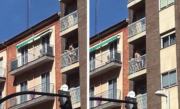 Голую парочку русских туристов застукали на балконе и сняли на видео