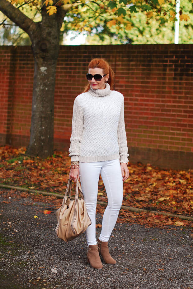 Winter whites (skinny jeans and roll neck sweater) - over 40 fashion