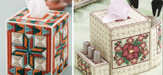 Коробочки для салфеток из пластиковой канвы: идеи и схемы