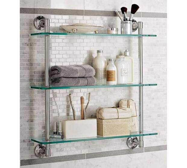 Стеклянная полочка для ванной, Pottery Barn Стеклянная полочка для ванной, Pottery Barn