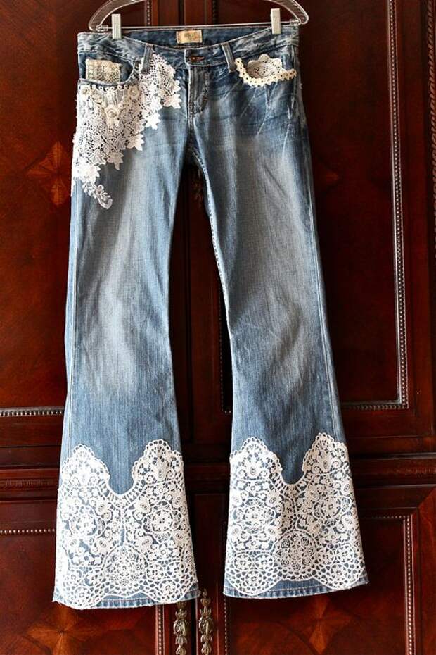 джинсы в стиле бохо