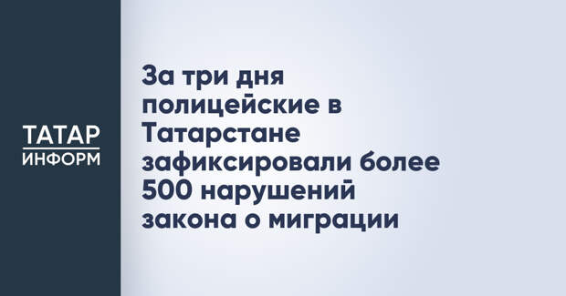 За три дня полицейские в Татарстане зафиксировали более 500 нарушений закона о миграции