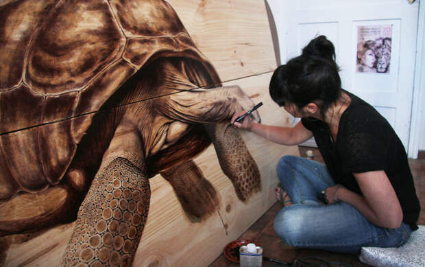 Черепаха (перо, тушь, маркер) живопись, художник, экология