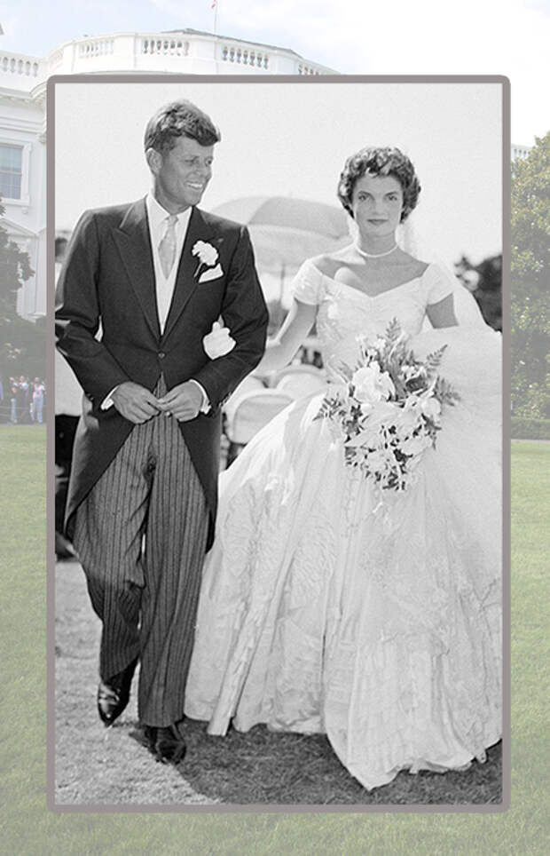 Джон и Жаклин Кеннеди в день свадьбы.