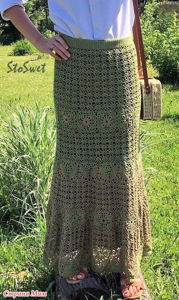 Длинная летняя ажурная юбка крючком