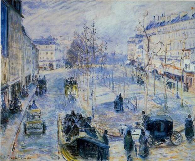 Boulevard de Clichy, Winter, Sunlight Effect. (1880). Писсарро, Камиль