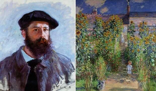 Клод Моне. Слева: Автопортрет. Справа: The Artist's Garden at Vеtheuil. Клод Моне. Слева: Автопортрет. Справа: The Artist's Garden at Vеtheuil.