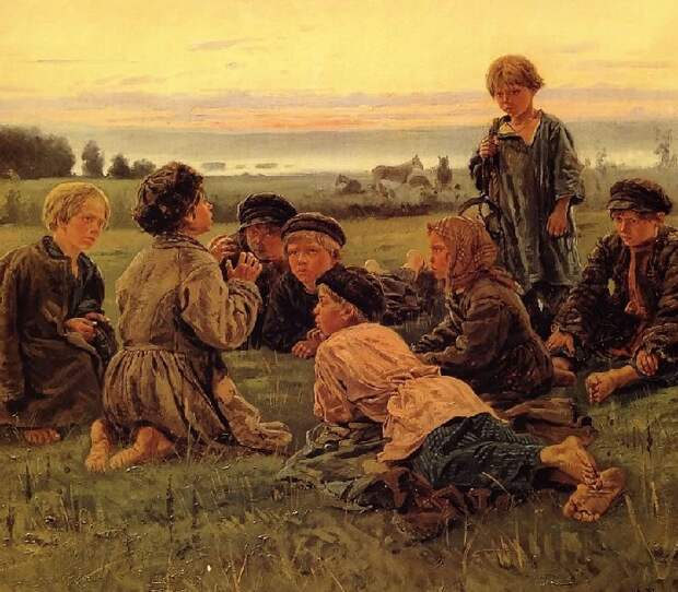 «Крестьянские мальчики в ночном стерегут лошадей». (1869).