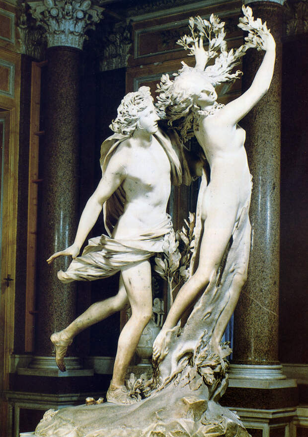 3) "Аполлон и Дафна" — мраморная скульптура 1622-1625 годов стиле барокко, находится в Риме Мужское тело, Скульптуры, женские формы