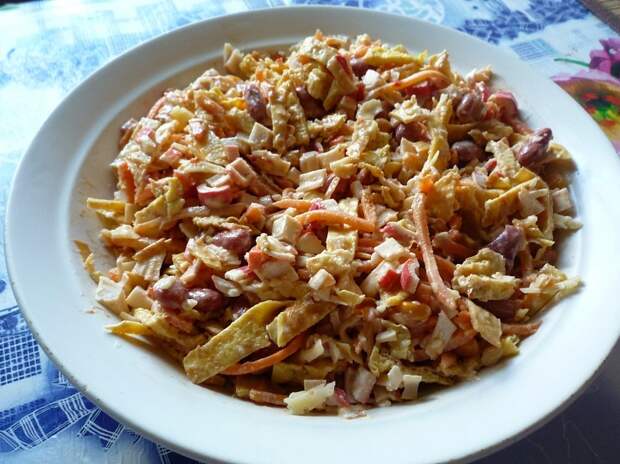 рецепт блинный салат с курицей