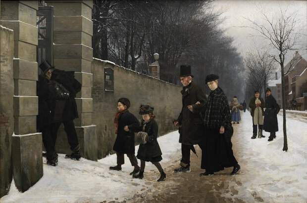 Frants Henningsen (1850-1908) - A Funeral. (1883), Автор: Датская национальная галерея, Копенгаген (SMK) (Копенгаген (СМК) Датская национальная галерея)Датская национальная галерея, Копенгаген (SMK) (Живопись на Gallerix.ru)