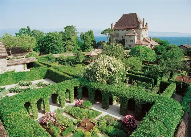 Зеленые комнаты саду со «стенами» из живых изгородей