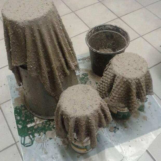 old cloth and concrete wash flower pots, concrete masonry, diy, flowers, gardening, Concrete Wash