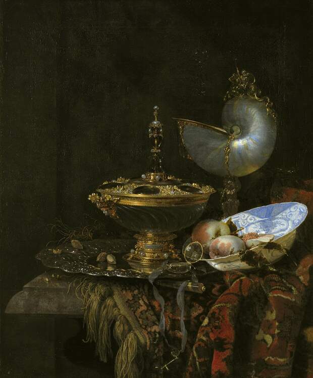 Копенгаген (СМК) Датская национальная галерея - Willem Kalf (1619-93) - Pronk Still Life with Holbein Bowl, Nautilus Cup