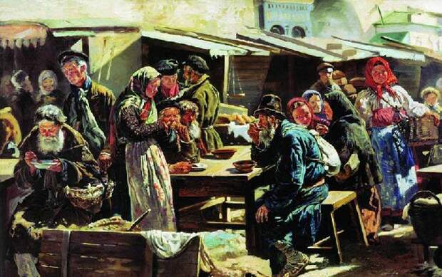 Этюд к картине «Толкучий рынок в Москве» (1875). Государственная Третьяковская галерея. Этюд к картине «Толкучий рынок в Москве» (1875). Государственная Третьяковская галерея.