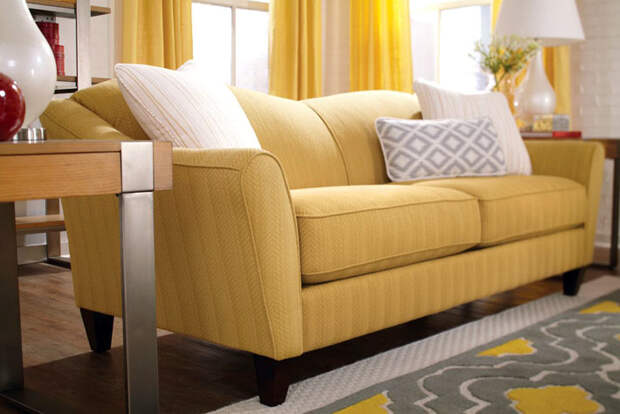 красивый желтый диван для гостиной комнаты