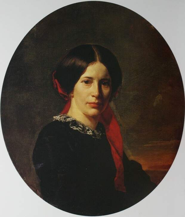 Портрет молодой женщины в черном бархатном платье 1857 Государственный Русский музей.