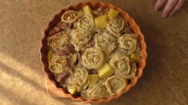 Картошка с мясом в розах! Картошка с мясом, В духовке, Вкусно, Приготовление, Другая кухня, Рецепт, Видео, Длиннопост