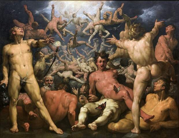 Cornelis Cornelisz van Haarlem (1562-1638) - The Fall of the Titans (The Titanomachia), 1588-90, Автор: Датская национальная галерея, Копенгаген (SMK) (Копенгаген (СМК) Датская национальная галерея)Датская национальная галерея, Копенгаген (SMK) (Живопись на Gallerix.ru)