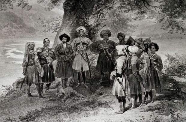 Собрание черкесских (адыгских) князей на рисунке Г. Г. Гагарина (1810 – 1893) 