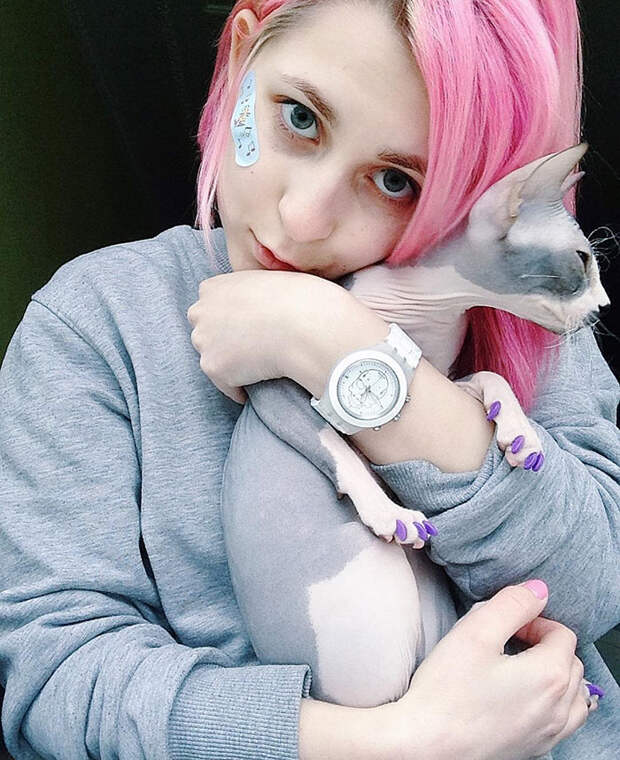 супер прическа с радужным котом