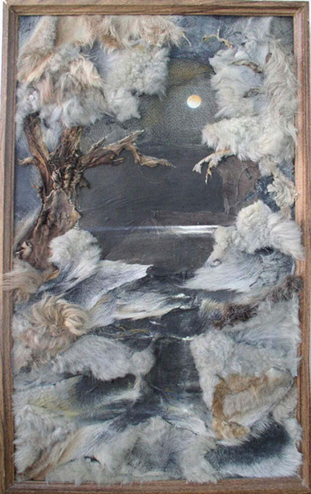 Картины из меха и трикотажа Елены Шмелёвой
