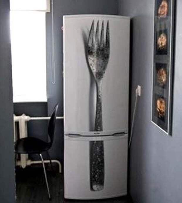 необычный декор холодильника