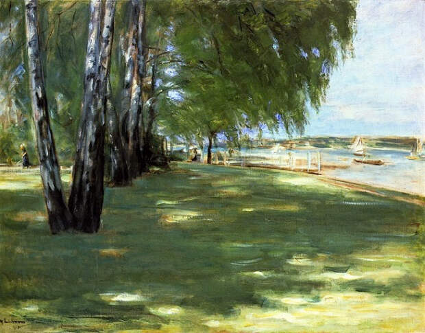 The Artist's Garden in Wannsee - Birch Trees by the Lake. 1918 (662x518, 412Kb)