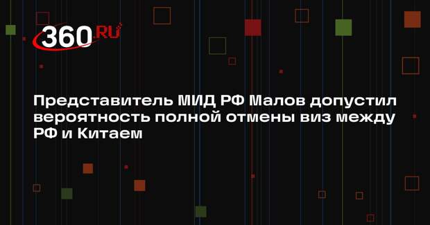 Представитель МИД РФ Малов допустил вероятность полной отмены виз между РФ и Китаем