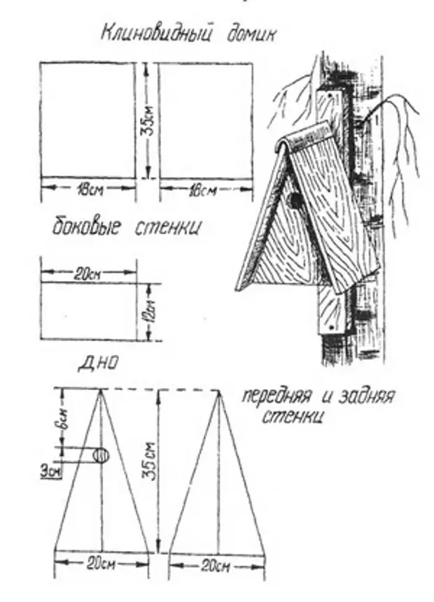 Домики для птиц своими руками чертежи и размеры