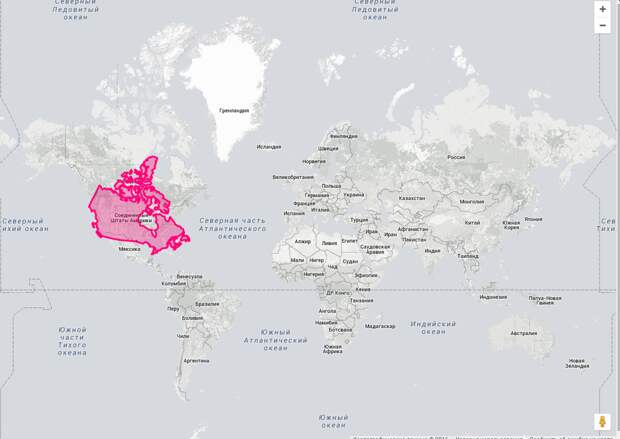 А такой бы она была, если бы находилась там, где сейчас находятся США Размеры, картография, карты, проекция, страны