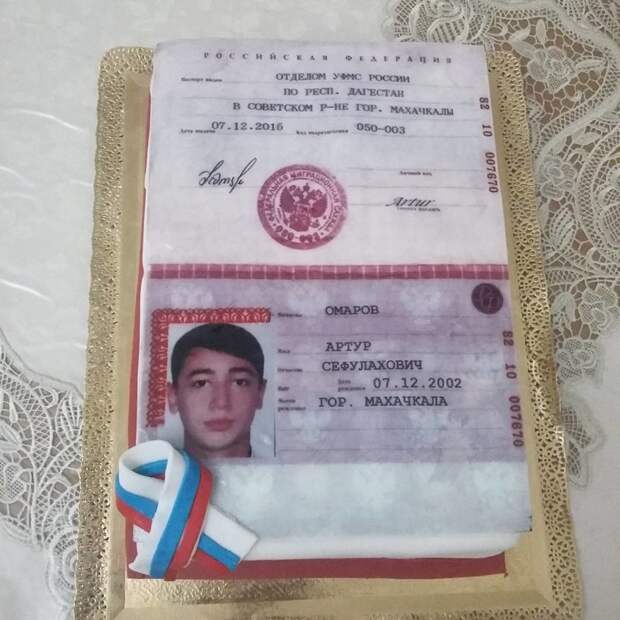 Вот почему-то говорят: не выкладывайте в сеть ксерокопии паспорта... А торт - это не ксерокопия. прикол, россия, торт