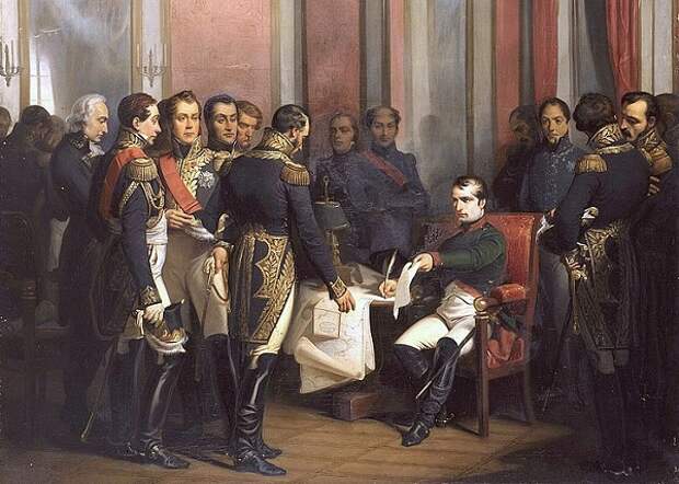 Франсуа Бушо «Наполеон подписывает отречение в Фонтенбло», 1843.