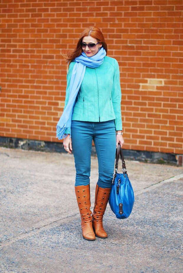 Baby blue, mint, teal and tan