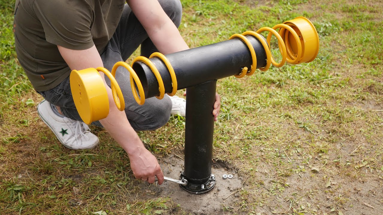 Welded two springs to the pipe! You will get a unique idea!
